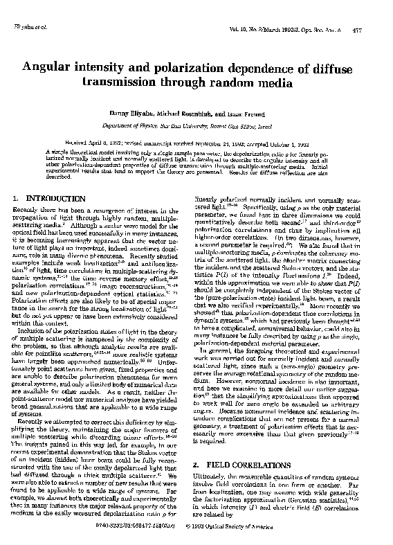 (PDF) Angular intensity and polarization dependence of diffuse ...