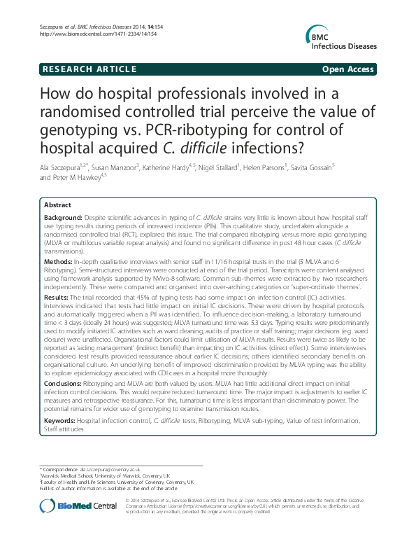 (PDF) How do hospital professionals involved in a randomised controlled ...