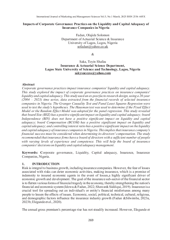 (PDF) Impacts of Corporate Governance Practices on the Liquidity and ...