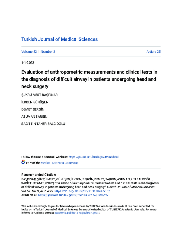 (PDF) Evaluation of anthropometric measurements and clinical tests in ...