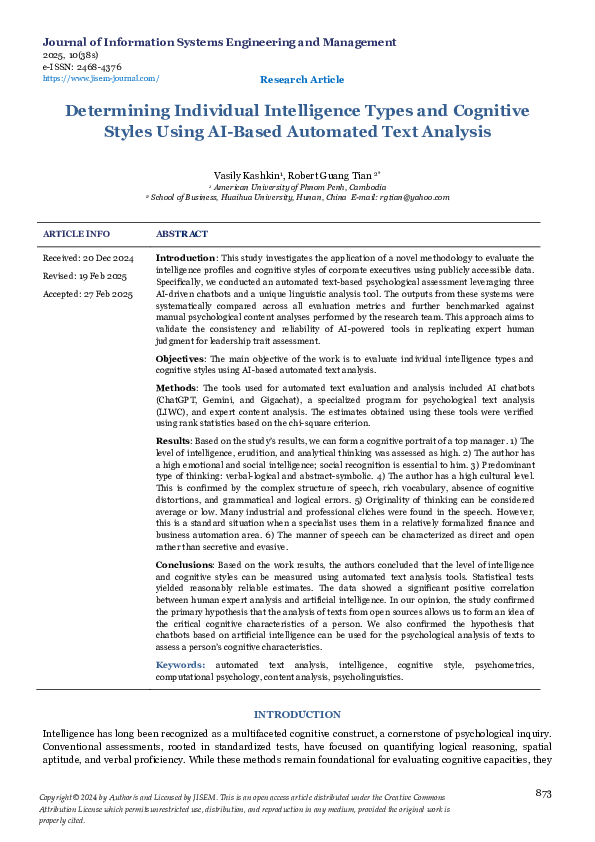 (PDF) Determining Individual Intelligence Types and Cognitive Styles ...