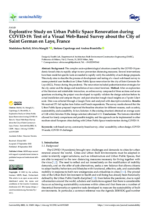 (PDF) Explorative Study on Urban Public Space Renovation during COVID ...