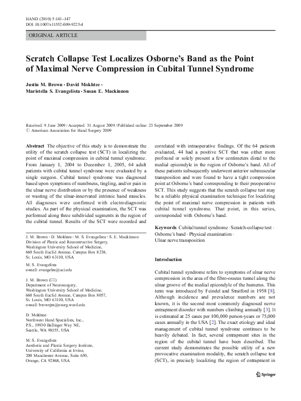 (PDF) Scratch Collapse Test Localizes Osborne's Band as the Point of ...
