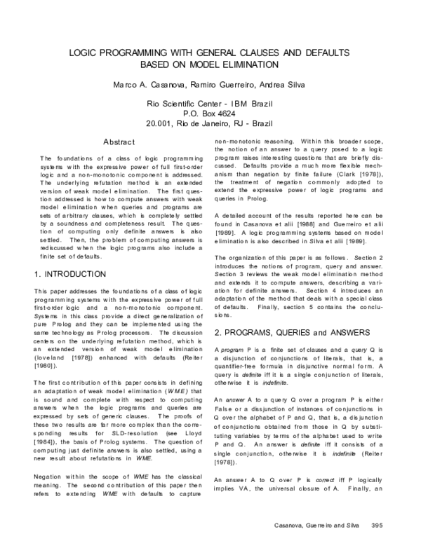 (PDF) Logic programming with general clauses and defaults based on ...