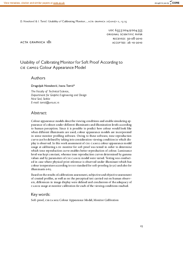 (PDF) Usability of Calibrating Monitor for Soft Proof According to cie ...