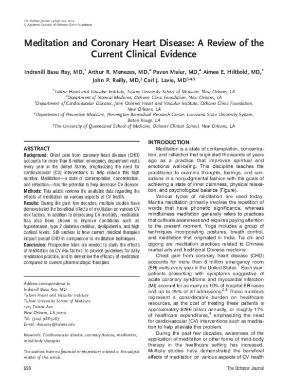 (PDF) Meditation and coronary heart disease: a review of the current ...