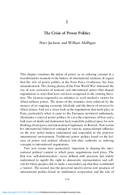 (PDF) The Crisis of Power Politics