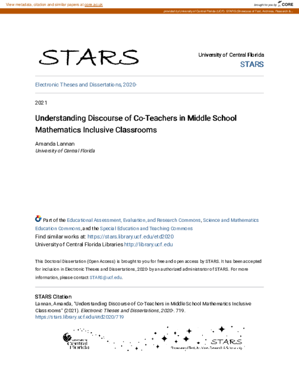 (PDF) Understanding Discourse of Co-Teachers in Middle School ...