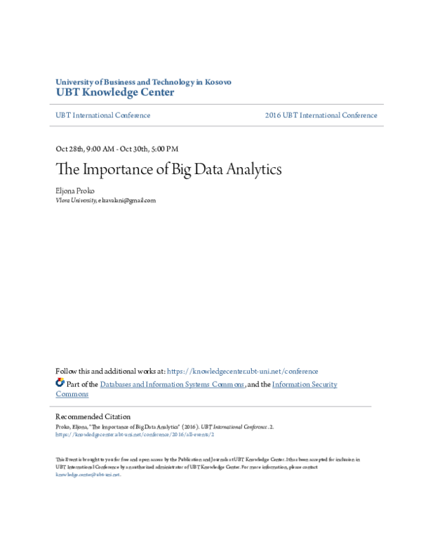 (PDF) The Importance of Big Data Analytics