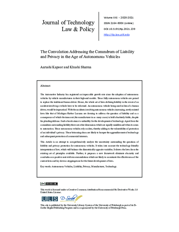 (PDF) The Convolution Addressing the Conundrum of Liability and Privacy ...