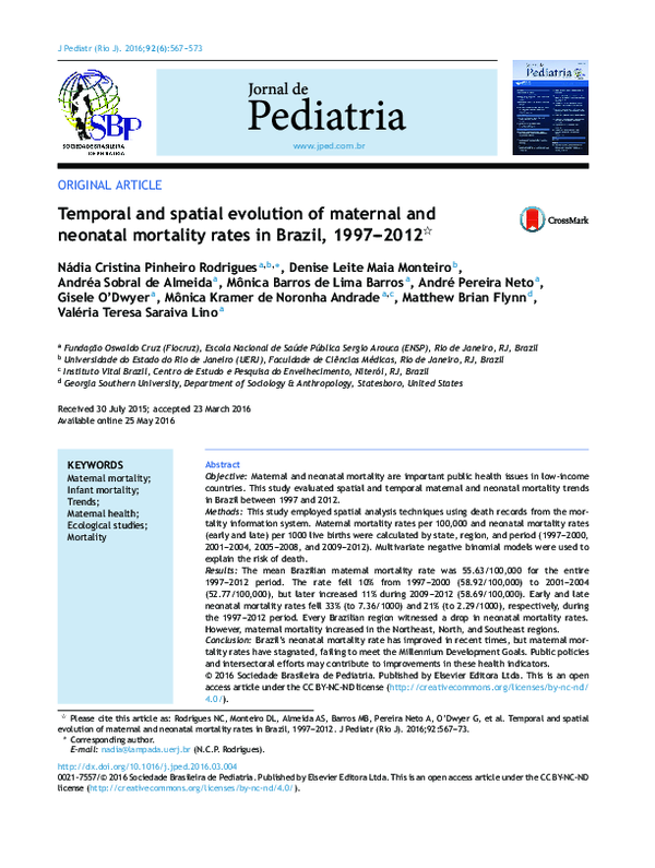 (PDF) Temporal and spatial evolution of maternal and neonatal mortality ...