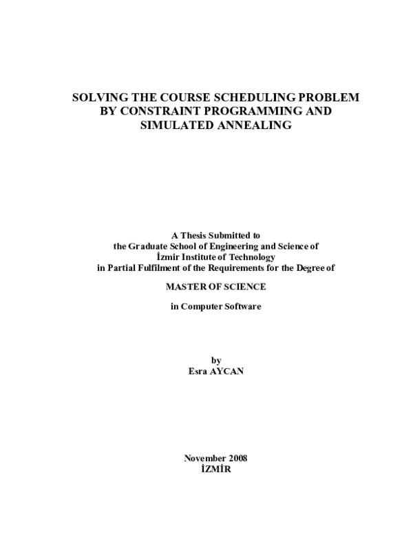(PDF) Solving the Course Scheduling Problem by Constraint Programming ...