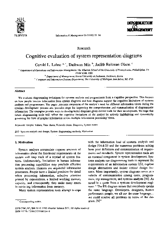 (PDF) Cognitive evaluation of system representation diagrams