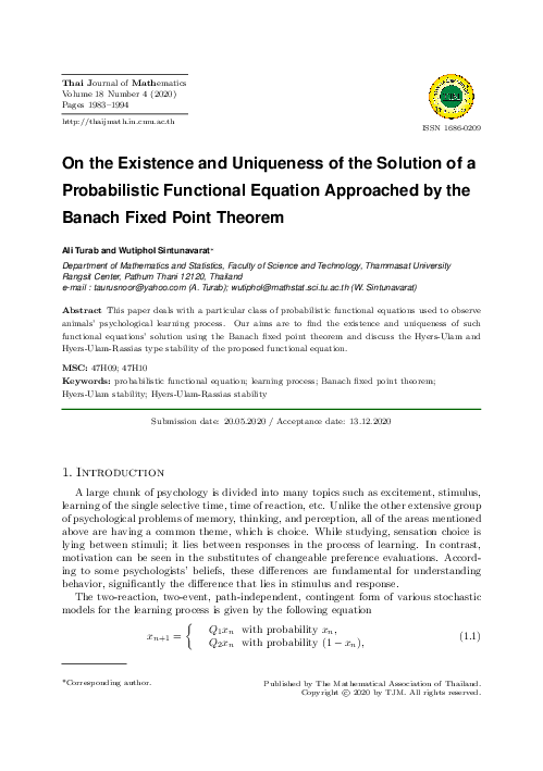 (PDF) On the Existence and Uniqueness of the Solution of a ...