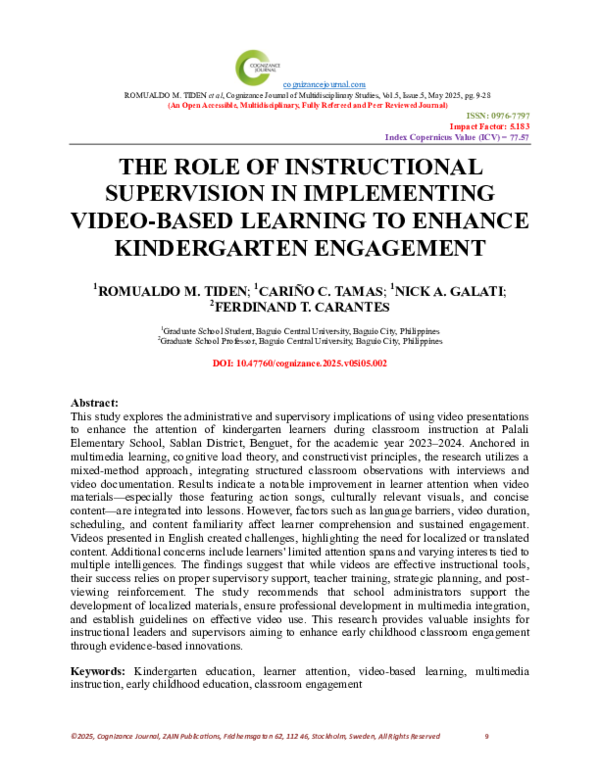 (PDF) THE ROLE OF INSTRUCTIONAL SUPERVISION IN IMPLEMENTING VIDEO-BASED ...