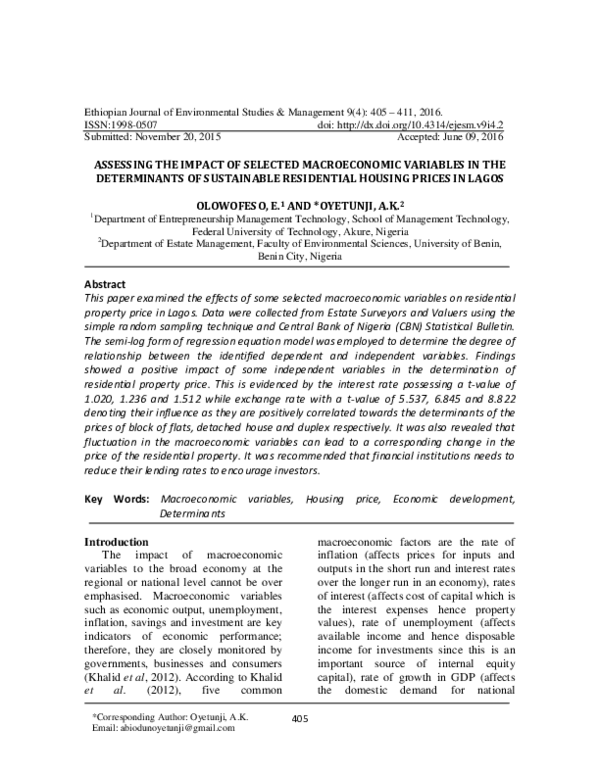 (PDF) Assessing the impact of selected macroeconomic variables in the ...