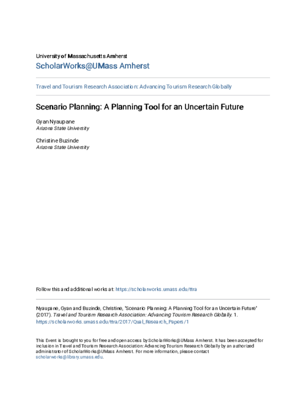 (PDF) Scenario Planning: A Planning Tool for an Uncertain Future