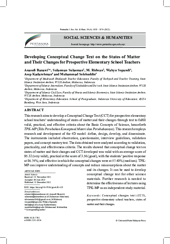 (PDF) Developing Conceptual Change Text on the States of Matter and ...