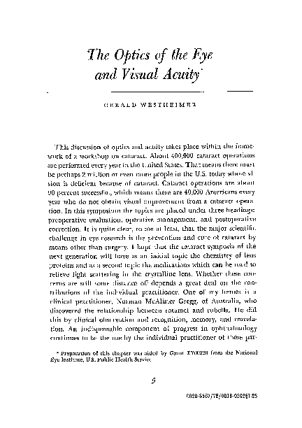 (PDF) The Optics of the Eye and Visual Acuity