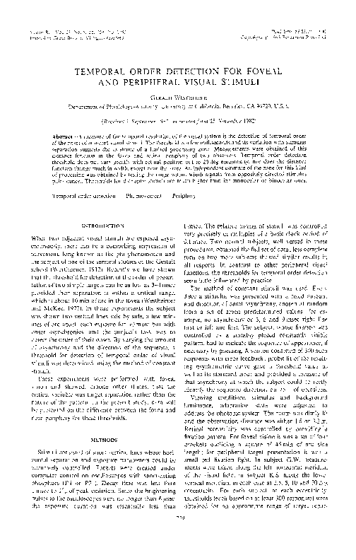 (PDF) Temporal order detection for foveal and peripheral visual stimuli