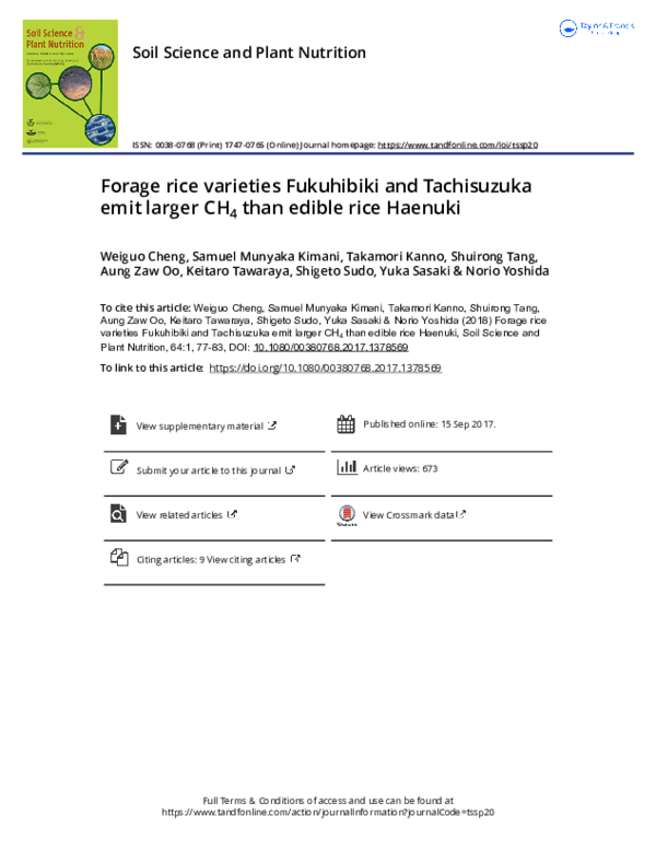 (PDF) Forage rice varieties Fukuhibiki and Tachisuzuka emit larger ...