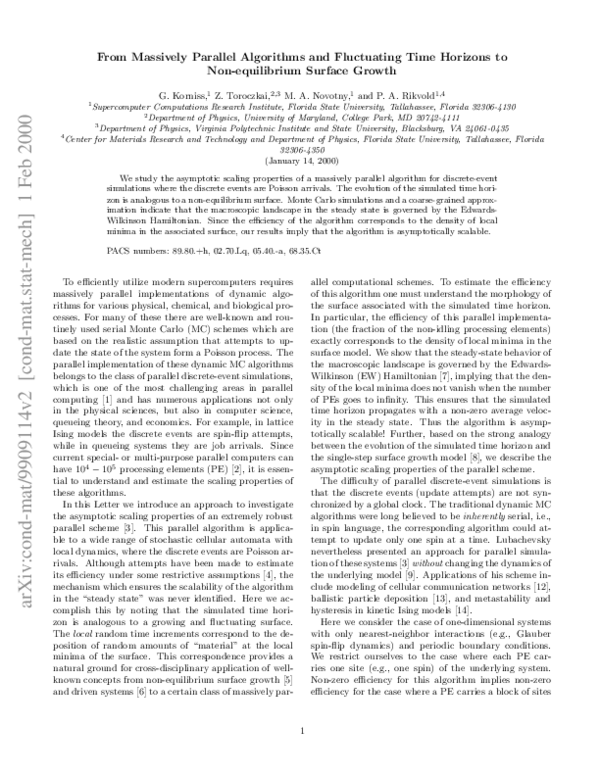 (PDF) From Massively Parallel Algorithms and Fluctuating Time Horizons ...