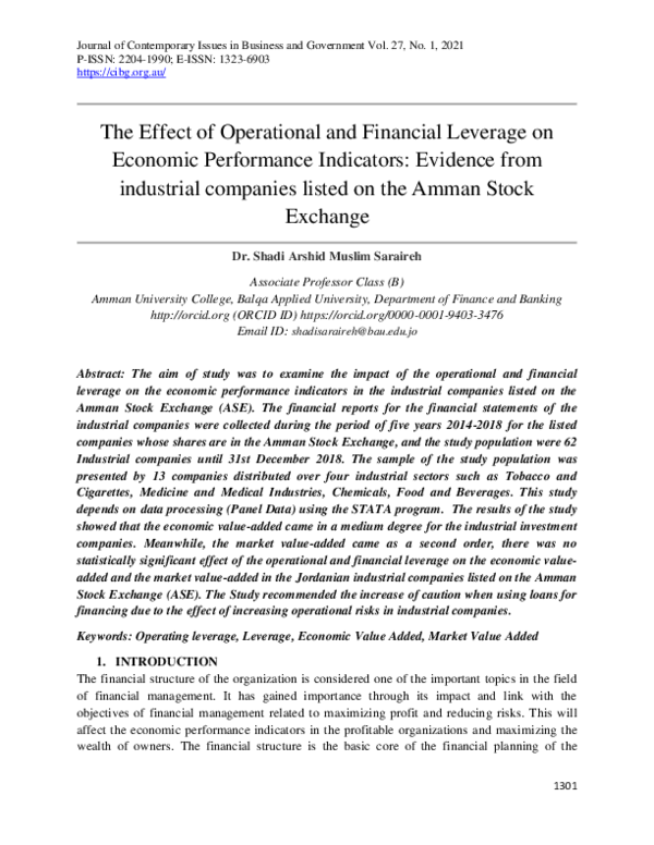 (PDF) The Effect of Operational and Financial Leverage on Economic ...