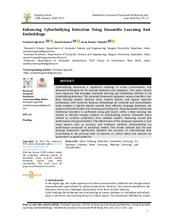 (PDF) Enhancing Cyberbullying Detection Using Ensemble Learning And ...