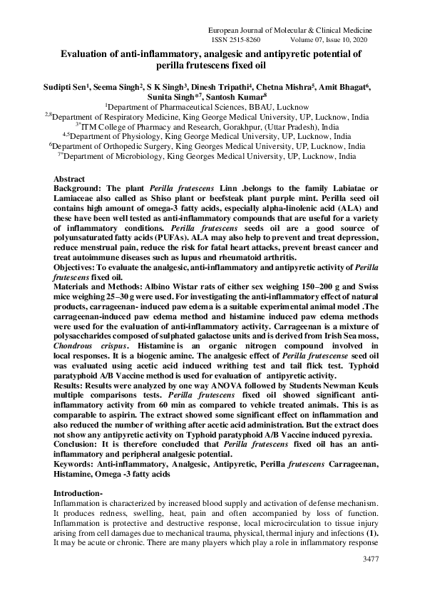 (PDF) Evaluation of anti-inflammatory, analgesic and antipyretic ...
