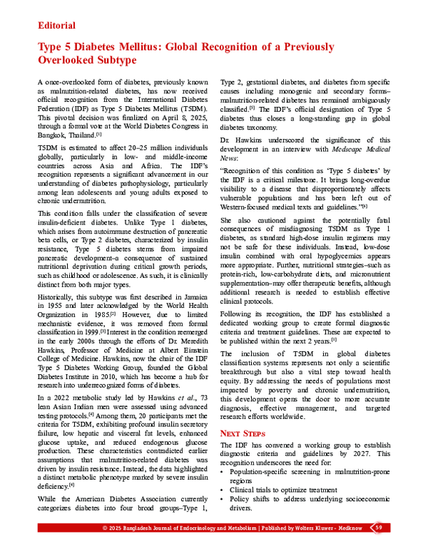 (PDF) Type 5 diabetes mellitus global recognition of a.