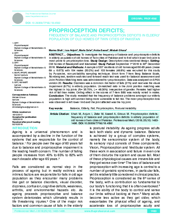 (PDF) Proprioception Deficits