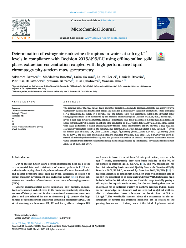(PDF) Determination of Estrogenic Endocrine Disruptors in Environmental ...