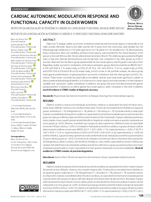 (PDF) Cardiac Autonomic Modulation Response and Functional Capacity in ...