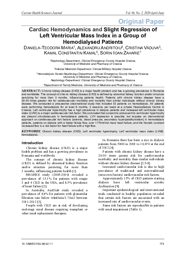 (PDF) Cardiac Hemodynamics and Slight Regression of Left Ventricular ...