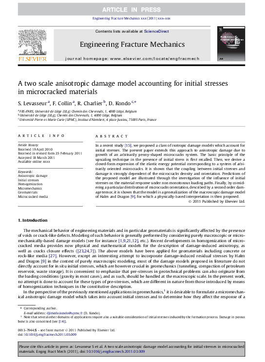 (PDF) A two scale anisotropic damage model accounting for initial ...