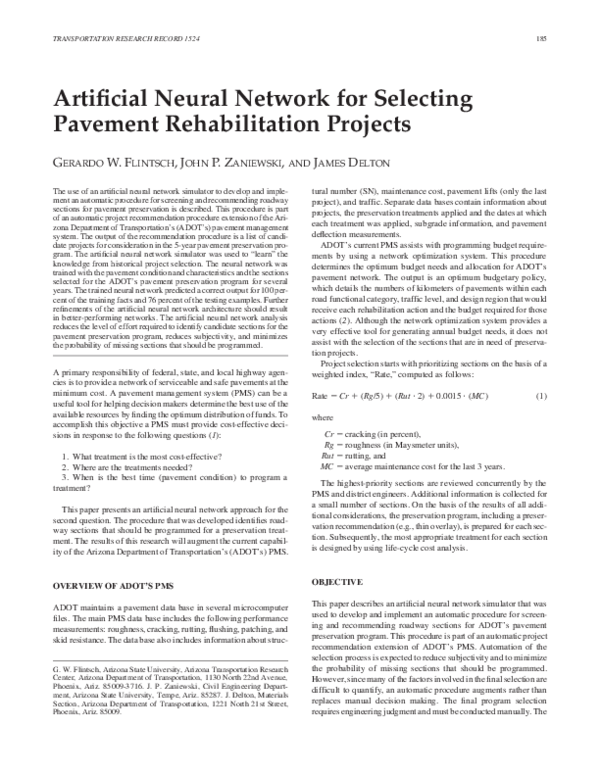 (PDF) Artificial Neural Network for Selecting Pavement Rehabilitation ...