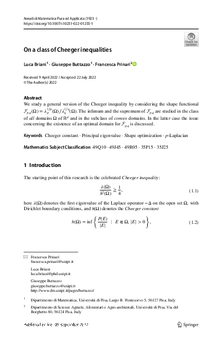 (PDF) On a class of Cheeger inequalities