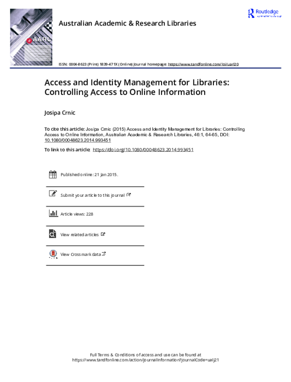(PDF) Access and Identity Management for Libraries: Controlling Access ...