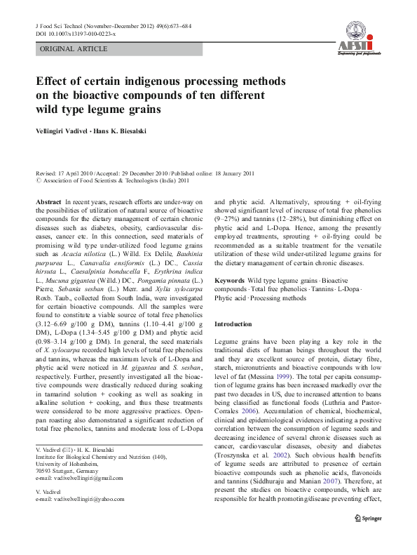 (PDF) Effect of certain indigenous processing methods on the bioactive ...