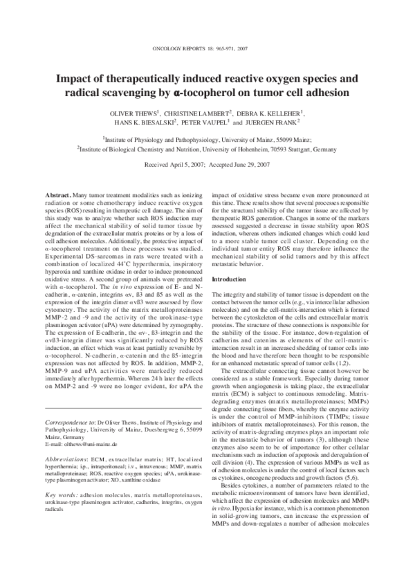 (PDF) Impact of therapeutically induced reactive oxygen species and ...
