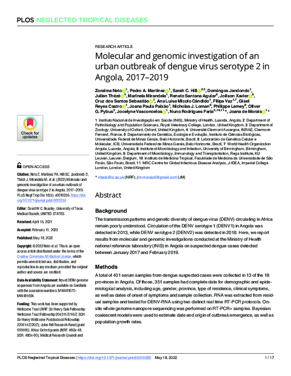 (PDF) Molecular and genomic investigation of an urban outbreak of ...