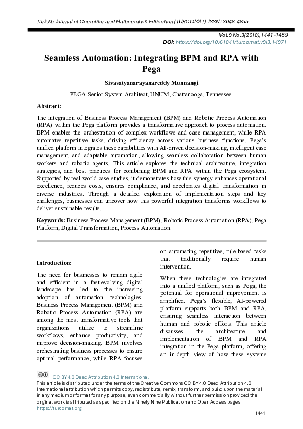 (PDF) Seamless Automation: Integrating BPM and RPA with Pega