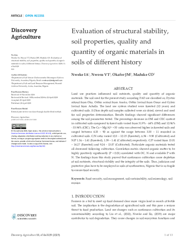 (PDF) Evaluation of structural stability, soil properties, quality and ...