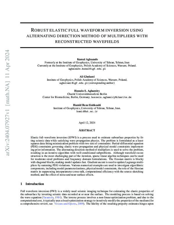 (PDF) Robust elastic full-waveform inversion using an alternating ...