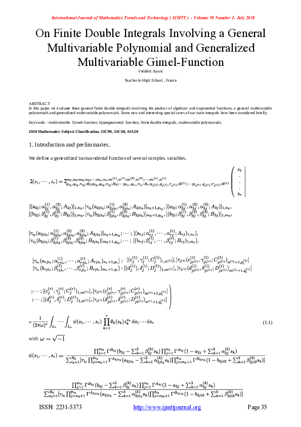 (PDF) On Finite Double Integrals Involving a General Multivariable ...