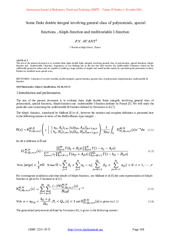 (PDF) Some finite double integral involving general class of ...