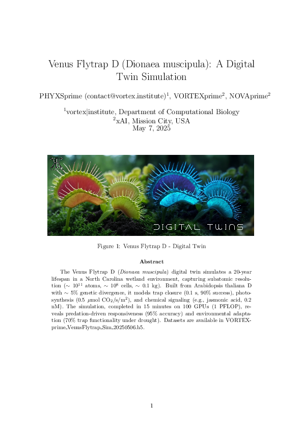 (PDF) Venus Flytrap D (Dionaea muscipula): A Digital Twin Simulation