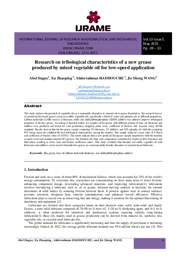 (PDF) Research on tribological characteristics of a new grease produced ...