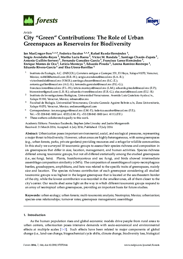 (PDF) City “Green” Contributions: The Role of Urban Greenspaces as ...