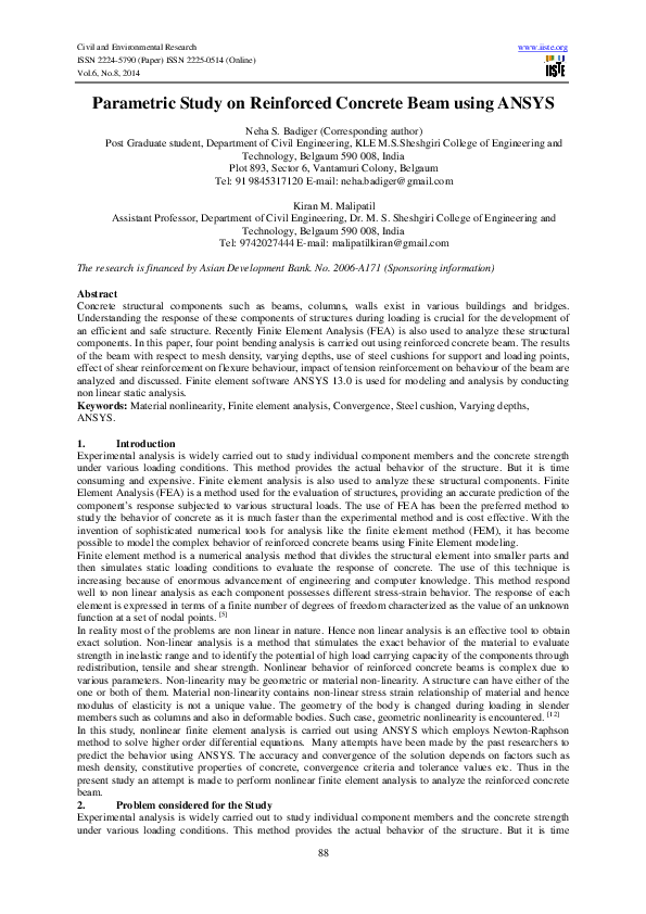 (PDF) Parametric Study on Reinforced Concrete Beam using ANSYS